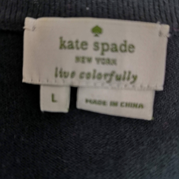 VINTAGE Kate Spade Sparkle Black Cardigan size L | Fine Rhinestone Detail - Picture 12 of 13